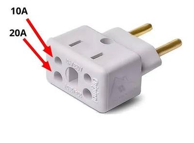 Adaptador de tomada tripolar benjamim 3 saidas Bivolt branco